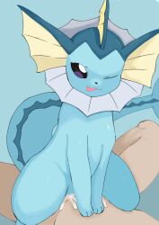 ahkin bodily_fluids cowgirl_position cum duo eeveelution female feral from_front_position genital_fluids hi_res human male male/female mammal nintendo on_bottom on_top pokémon_(species) pokemon pokemon_(species) sex vaginal_penetration vaporeon video_games