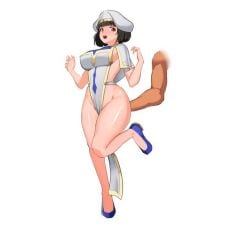 1girls big_breasts black_hair bob_cut butt_grab caught_off_guard curvy curvy_figure female female_focus female_only game_cg groping half_naked harassment hourglass_figure kohaku_(technobrake) non_consensual nun nun_hat nun_outfit nymphomania_priestess red_eyes sexual_harassment suprised suprised_look surprised_expression technobrake thick_thighs voluptuous voluptuous_female