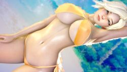 16:9_aspect_ratio 3d ass bikini breasts clothing female female_focus hellfenya3d huge_ass huge_breasts mercy overwatch swimsuit