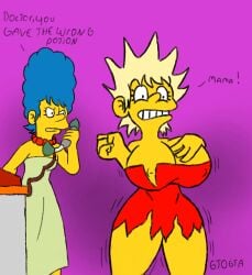 big_ass big_breasts bimbo bimbofication gtogta_(artist) lisa_simpson marge_simpson the_simpsons yellow_body