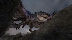 16:9 3d_(artwork) azure_rathalos beak big_penis blue_body blue_eyes blue_scales capcom claws cloud digital_media_(artwork) dragon feral flying_wyvern genitals glowing glowing_body grass grey_sky hi_res horn kevlarcaviar looking_at_viewer male male_focus monster monster_hunter nature nature_background outside penis plant presenting presenting_penis rath_wyvern rathalos ravine rock scales sharp_teeth solo solo_focus solo_male source_filmmaker spiked_tail spikes spikes_(anatomy) stripes teeth tongue tongue_out video_games widescreen