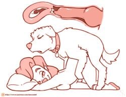 2015 animal_humanoid anthro anthro_on_feral anthro_penetrated bodily_fluids breasts canid canine canis closed_eyes collar cum cum_in_pussy cum_in_uterus cum_inside cum_while_penetrated disney doggy_style domestic_dog duo ejaculation erection female female_on_feral female_penetrated feral feral_penetrating feral_penetrating_anthro feral_penetrating_female from_behind_position fur genital_fluids genitals goof_troop happy happy_sex humanoid impregnation internal interspecies joe_randel knot knotting looking_back looking_pleasured lying male male/female male_on_anthro male_penetrating male_penetrating_female mammal mammal_humanoid monochrome nude on_front on_ground penetration penile penile_penetration penis penis_in_pussy pussy roxanne_(goof_troop) sex simple_background text url vaginal_penetration white_background white_body white_fur white_tail x-ray zoophilia