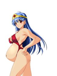 blush botekora dragon_quest dragon_quest_iii edit medium_breasts nipple_slip nipples pregnant sage_(dq3) swimsuit tagme