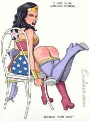 barbara_gordon batgirl batman_(series) dc dc_comics diana_prince endart over_the_knee over_the_knee_spanking spanked spanking superheroine wonder_woman wonder_woman_(series)