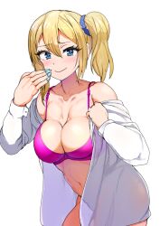 1girls big_breasts bikini blonde_hair blue_eyes blue_nails breasts eye_contact female fingernails hayasaka_ai kaguya-sama_wa_kokurasetai_~tensai-tachi_no_renai_zunousen~ looking_at_viewer nail_polish ponytail side_ponytail sikijou77o skj_77o solo thick_thighs thighs