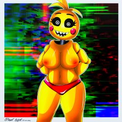 braian_rojo breasts five_nights_at_freddy's heart-shaped_pupils nipples red_panties robot_girl toy_chica_(fnaf) toy_chica_(love_taste)