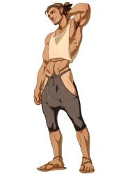 big_bulge bulge clothed enzo_(schizoid) flaccid light-skinned_male light_skin male male_only melanin muscular muscular_male schizoid solo solo_male tan_lines teasing twitter_user_oc wanderlust_(schizoid)