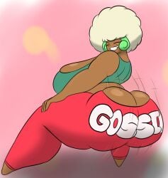 1girls afro anthro ass ass_cleavage big_ass big_breasts breasts butt_crack cleavage elemental_creature female female_only flora_fauna hand_on_thigh huge_ass huge_breasts hyper hyper_ass igphhangout looking_at_viewer looking_back motion_lines nekeisha_(igph) nintendo plant pokémon_(species) pokemon sideboob smile solo text_on_clothing thick_thighs twerking video_games whimsicott