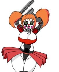 1girls animatronic baby_(fnafsl) big_breasts breasts circus_baby circus_baby_(fnaf) claw clown clown_girl clown_makeup clown_nose description female female_focus female_only five_nights_at_freddy's five_nights_at_freddy's_6 fnaf freddy_fazbear's_pizzeria_simulator green_eyes lipstick looking_at_viewer multi_tongue open_mouth orange_hair panties robot robot_girl robot_humanoid rosy_cheeks scrap_baby scrap_baby_(fnaf) seductive skirt solo tongue tongue_out twintails white_skin zaftero_(artist)