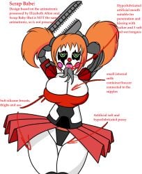 1girls animatronic baby_(fnafsl) big_ass big_breasts breasts circus_baby circus_baby_(fnaf) claw clown clown_girl clown_makeup clown_nose description english_text female female_focus female_only five_nights_at_freddy's five_nights_at_freddy's_6 freddy_fazbear's_pizzeria_simulator green_eyes large_breasts lipstick looking_at_viewer multi_tongue open_mouth orange_hair panties robot robot_girl robot_humanoid rosy_cheeks scrap_baby scrap_baby_(fnaf) seductive skirt solo solo_female text thick_thighs tongue tongue_out twintails white_skin zaftero_(artist)