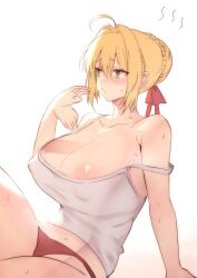 blush breasts fate/grand_order fate_(series) female female_only green_eyes nero_claudius_(fate) perma