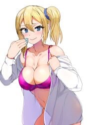 1girls big_breasts bikini blonde_hair blue_eyes blue_nails breasts cleavage eye_contact female female_only fingernails hayasaka_ai kaguya-sama_wa_kokurasetai_~tensai-tachi_no_renai_zunousen~ large_breasts looking_at_viewer nail_polish ponytail redraw revision side_ponytail sikijou77o skj_77o smile solo thick_thighs thighs