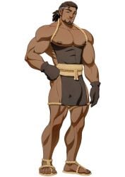 apron beefy big_arms big_biceps broad_shoulders bulge dark-skinned_male dark_skin fit flaccid joda_(schizoid) male male_only melanin muscles muscular muscular_male schizoid smirk solo solo_male twitter_user_oc wanderlust_(schizoid)