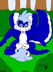 1999 anthro aroma_skunk blue_body blue_fur blue_hair clitoral_hood cunnilingus duo ear_piercing ear_ring female female/female fluffy fluffy_tail forest fragrance_skunk fur hair incest_(lore) kthanid_(artist) mammal mephitid oral outside piercing pink_nose plant ring_piercing rutwell_forest sex shrub sibling_(lore) sister_(lore) sisters_(lore) skunk tail toony tree twincest_(lore) twins_(lore) vaginal_penetration