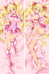 ass barefoot blonde_hair blush boots breasts breasts_out censored clothing cure_peach dakimakura dress fresh_precure! frills hair_ornament heart king_(dakemakura) legs long_hair long_legs magical_girl momozono_love open_mouth pink_eyes precure pretty_cure pussy sample small_breasts smile twintails very_long_hair wavy_hair