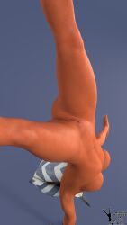 1girls 3d acrobatic ahsoka_tano alien anus clone_wars completely_nude dc15-a female female_only gymnastics handstand jedi jedi_padawan naked orange_body orange_skin pussy simple_background solo standing star_wars the_clone_wars:_season_one togruta