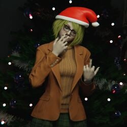 1girls 3d ashley_graham ashley_graham_(ella_freya) blender_(software) blonde_hair capcom christmas christmas_hat cigarette female gesture human light-skinned_female light_skin medium_hair middle_finger nqmiko01 resident_evil resident_evil_4 resident_evil_4_remake sad solo straight_hair