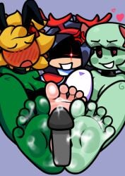 3girls 5_toes after_footjob bunny_ears christmas christmas_outfit cum_on_feet cum_string cute feet feet_fetish female_only foot_fetish footjob friday_night_funkin hair_bun lady_bow nene_(newgrounds) paper_mario:_the_thousand-year_door pvz salked solar_flare_(pvz) toes