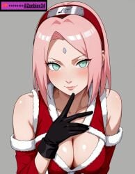 1girls ai_generated christmas female female_only naruto naruto_(series) naruto_shippuden sakura_haruno short_hair solo_female tagme zonbiov34