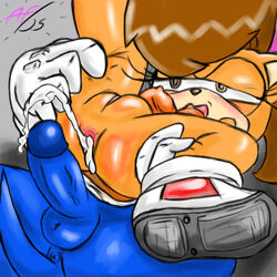 af-js after_sex anthro anus blush brown_hair color cum female fur furry gloves hair male nude penis sonic_(series) sonic_x-treme tagme testicles tiara_boobowski vulva