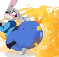 ass ass_focus disney embarrassed fart fart_cloud fart_fetish furry huge_ass judy_hopps novacartridge_(artist) onomatopoeia police_uniform scat shart sharting struggling sweat tagme zootopia