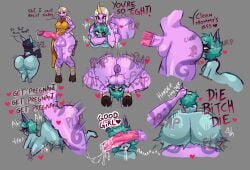 ambiguous_penetration armlock big_ass big_dick big_dom_small_sub celestial_(league_of_legends) collage cum_in_mouth face_fucking league_of_legends oral puffy_anus rimming rimming_futa shortstack size_difference soraka steozopher stomach_bulge text vex_(league_of_legends) yordle