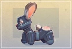 all_fours anthro bare_butt bitchsuit bodily_fluids bondage bondage_gear butt_slap disney furry invalid_tag judy_hopps lagomorph latex_suit leporid mammal petplay rabbit slap spanking sqwek tears zootopia