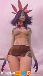 1girls 3d animated animated_gif breasts clothing erect_nipples female female_only gif kinkykatt3d league_of_legends medium_breasts neeko nipple_bulge panties revealing_clothes skirt solo walk_cycle walking wide_hips