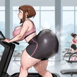 1girls ai_assisted ai_generated big_ass big_breasts civitai gym huge_ass jogging kalagod my_hero_academia ochako_uraraka solo sweat tagme thick_thighs wide_hips