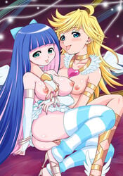 2girls after_kiss angel angel_wings ass blush breasts bridal_gauntlets eyeshadow female female_only fingering high_heels hoop_earrings incest jewelry kissing large_breasts lots_of_jewelry makeup multiple_girls nail_polish nipples panty_&_stocking_with_garterbelt panty_anarchy saliva saliva_string saliva_trail siblings sisters stocking_anarchy thighhighs wings yuri yuuki_akira zettai_ryouiki