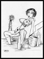 2006 a_new_hope black_and_white breasts dianoga female female_focus human nipples princess_leia_organa star_wars uncensored zeus(artist)