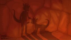 anthro cave dirt duo fellatio hi_res kobold komododrogon male male/male oral penile rock scalie sex shadow silhouette