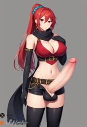 ai_generated big_penis dickgirl futanari ikusaba_maya maya_ikusaba medium_breasts my_one_hit_kill_sister red_eyes red_hair uncensored