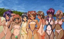 6+girls 7girls ass between_labia big_breasts blush breasts cameltoe chikage_(sister_princess) dark_skin flat_chest functionally_nude glasses haruka_(sister_princess) highres kaho_(sister_princess) large_breasts mamoru_(sister_princess) marie_(sister_princess) multiple_girls nipples sakuya_(sister_princess) sister_princess smile swimsuit tanline uncensored wink yosio yotsuba_(sister_princess)