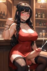 ai_generated cleavage dress dress_lift futanari public stockings theboxgoblin