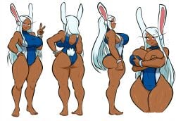 1girls ai_generated big_ass bodysuit dark-skinned_female dark_skin dat_ass female huge_ass huge_breasts leotard miruko mullon my_hero_academia novelai reference_sheet rumi_usagiyama solo thick_thighs top_heavy