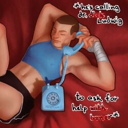 crop_top dreamy_eyes laying_on_bed male_only medic_(team_fortress_2) nipples phone safe_for_work scout_(team_fortress_2) sfw team_fortress_2