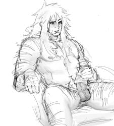 boy jerking_off jerkingoff jiraiya long_hair male male_only masturbation naruto naruto_shippuden penis solo_focus usuratongaychi