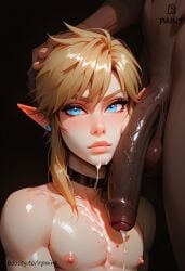 ai_generated black_penis blowjob blowjob_face blue_eyes boosty boosty_username cum cum_on_face dark-skinned_male femboy femboy_on_male girly girly_boy huge_cock link link_(breath_of_the_wild) link_(tears_of_the_kingdom) sweet trap yaoi