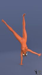 1girls 3d acrobatic ahsoka_tano alien clone_wars completely_nude dc15-a feet female female_only gymnastics handstand jedi jedi_padawan naked orange_body orange_skin pussy simple_background solo standing star_wars the_clone_wars:_season_one toes togruta