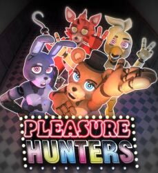 animatronic animatronic_female bear blue_eyes bonbon_(pleasure_hunters) bonnie_(fnaf) chica_(fnaf) chica_(pleasure_hunters) chicken death_by_glamour eyes five_nights_at_freddy's fox foxy_(fnaf), franny_(pleasure_hunters) freddy_(fnaf) fur game girls_only glowing_eyes naked pink_eyes pleasure_hunters rabbit roxy_(pleasure_hunters) yellow_eyes