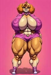 ai_generated big_ass big_breasts canine domestic_dog huge_ass huge_breasts muscular muscular_anthro muscular_female paw_patrol skye_(paw_patrol) smile thick thick_ass thick_thighs