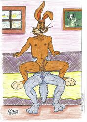 anthro gay male male_only mascot nesquik nestle quick_the_rabbit sex werewulfstarlight