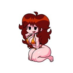 ass auburn_hair big_breasts breasts breasts_out chibi_draws curvy darknud edit feet friday_night_funkin girlfriend_(friday_night_funkin) gold_bikini golden_bikini shortstack thick_ass thick_legs thick_thighs traced transparent_background