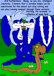 2000 anthro aroma_skunk blue_body blue_fur blue_hair bodily_fluids brown_body brown_scales dialogue ear_piercing ear_ring english_text erect_nipples fangs female female/female feral fluffy fluffy_tail forked_tongue fragrance_skunk french_kissing fur genital_fluids grinding_on_leg group hair incest_(lore) kissing kthanid_(artist) male mammal mephitid nipples nude outside piercing pit_viper plant pupils purple_eyes rattlesnake reptile ring_piercing rutwell_forest scales scalie shrub sibling_(lore) sister_(lore) sisters_(lore) skunk slit_pupils snake sylvester_s._svengal_esq. tail teeth text tongue toony trio twincest_(lore) twins_(lore) vaginal_fluids viper yellow_eyes