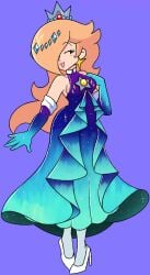 1girls 2020s 5_fingers breasts commission commission_art dress female female_only funnyhoohooman girl gloves high_heels mario_(series) mario_kart_tour nintendo png princess_dress princess_rosalina smile solo super_mario_galaxy tagme