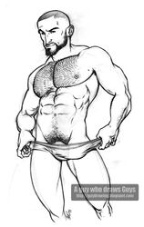 1boy abs beard body_hair bulge chest_hair colorless francois_sagat gay gay_pornstar guydrawing hairy hairy_chest male male_only male_pubic_hair muscles muscular muscular_male porn_star pubic_hair removing_underwear six_pack treasure_trail underwear underwear_bulge