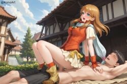 ahe_gao ai_generated bouncing_breasts cowgirl_position female fire_emblem fire_emblem:_radiant_dawn from_side koinaart mist_(fire_emblem) on_top penis pussy sex stable_diffusion straddling