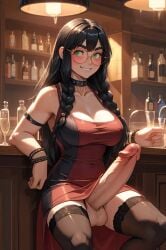 ai_generated cleavage dress dress_lift futanari public stockings theboxgoblin