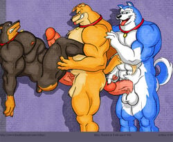 anthro blitz_(road_rovers) exile fur furry furry_only furry_tail humanoid_penis hunter_(road_rovers) male male_only multiple_males no_humans penis road_rovers sex side_view tail yaoi